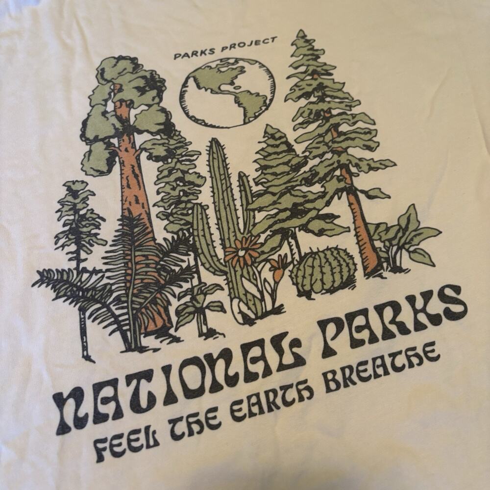 PARKS PROJECT Feel The Earth Breathe Forest T Shirt Large Nature Outdoor Camping
